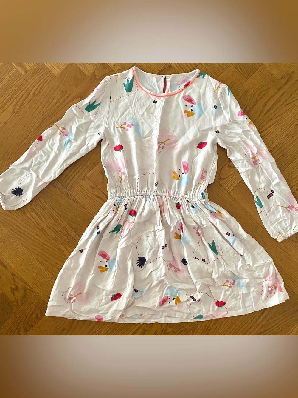 Billieblush White Floral Pattern Long-Sleeve Girls' Dress